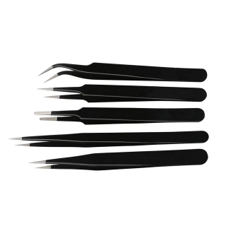 Non-Magnetic Straight and Curved Tips Tweezers Set
