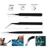 Non-Magnetic Straight and Curved Tips Tweezers Set