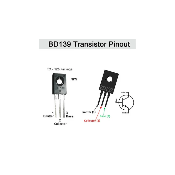 BD139 NPN Bipolar Medium Power Transistor (BJT) 80V 1.5A TO-126 Package